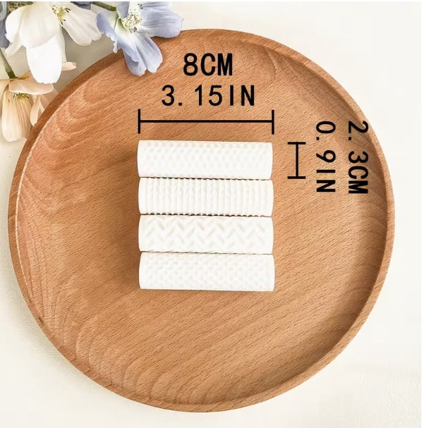 4pcs Polymer Clay Texture Roller Set - Plastic Pottery Pattern Stamping Tools for DIY Jewelry and Crafting