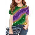thumbnail image 2 of POIUYTR Kids Mardi Gras Shirts Short Sleeve Boy Girls Summer Tee Top Carnival T-Shirts for 3-14 Years, 2 of 5