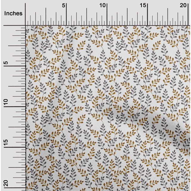 oneOone Tissu Georgette Viscose Imprimé Feuilles, Largeur 42 Pouces