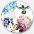 thumbnail image 1 of Designart 'Humming bird Blue Cottage Flower' Farmhouse Metal Circle Wall Art, 1 of 3