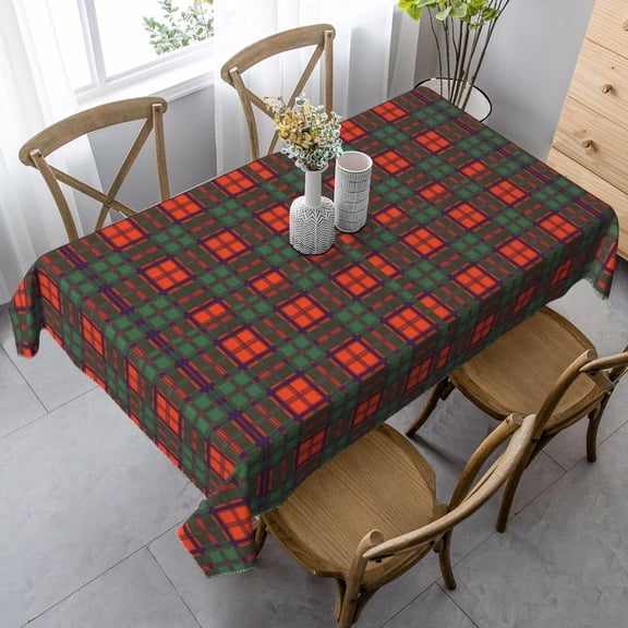 Rectangle Tablecloth, Walker Clan Plaid Scottish Kilt Tartan Stain Resistant, Wrinkle Free, Washable Polyester Cover for Dining, Parties, and Camping