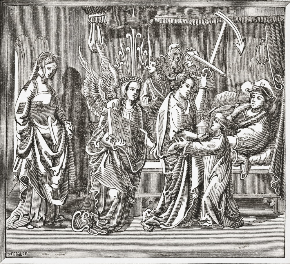 Alain Chartier Comforted By Hope After A Miniature From The Triumph Of Hope Allegory On The Political Events In The Reign Of Charles Vii From Science And Literature In The Middle Ages By Paul Lacroix