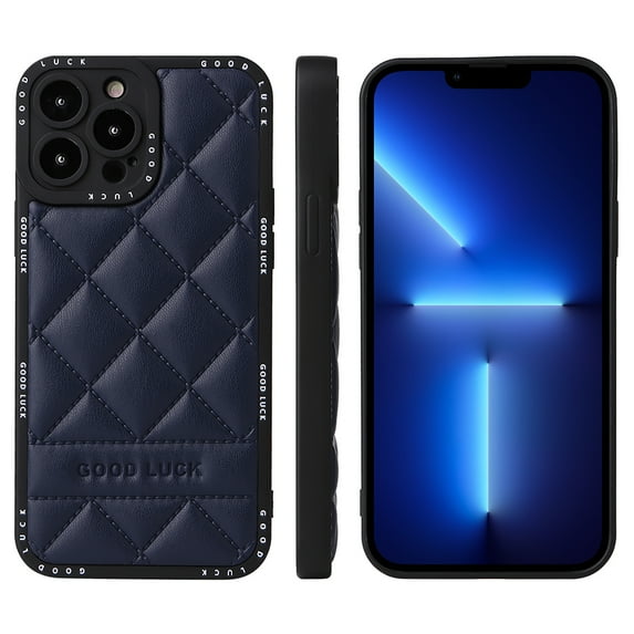 Dteck Case for Apple iPhone 12 (6.1 inch),Fashion Rhombus Leather Shockproof Camera Protection Anti-scratch Thin Fit Phone Case,Blue