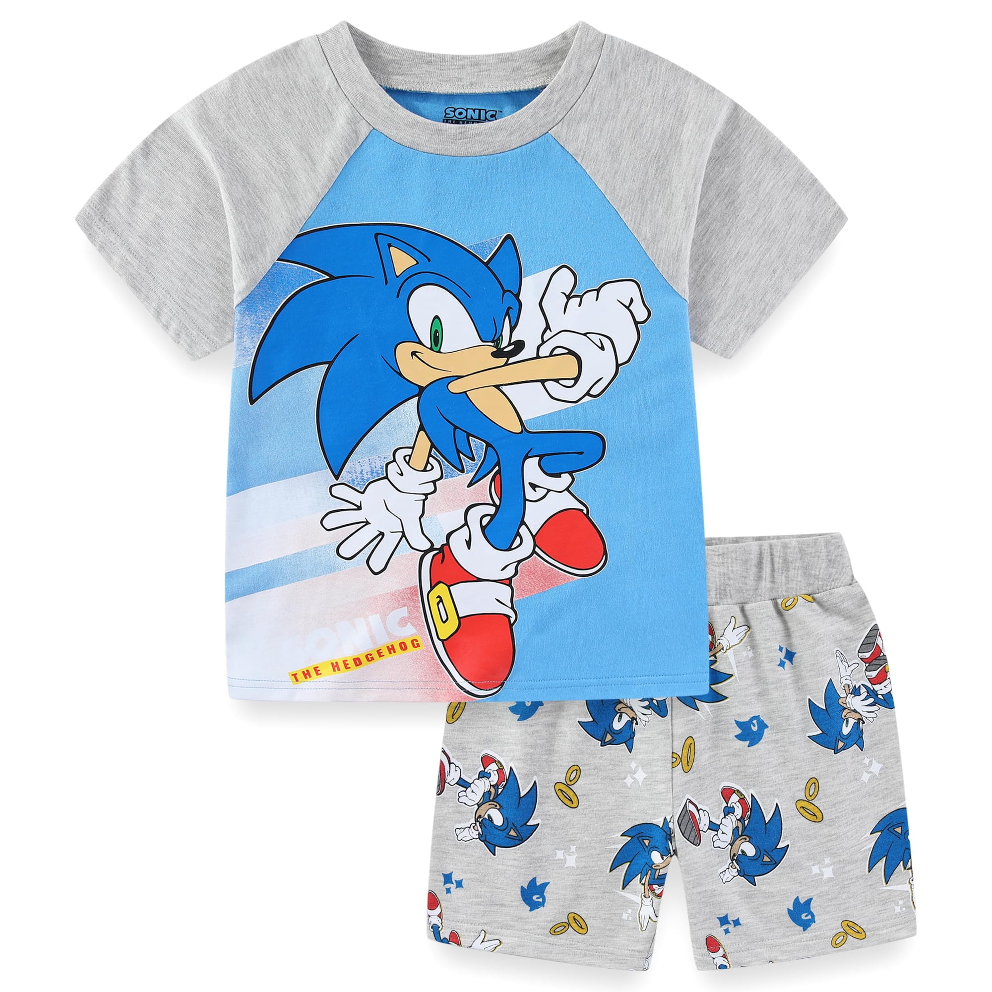 SEGA Sonic the Hedgehog Short Sleeve T-Shirt and French Terry Short Set (Boys) 2 Piece Set Sizes 3T-7