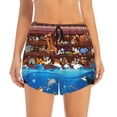 thumbnail image 4 of Lsque Animals On Noah's Ark2 Printed Women's Running Shorts with Liner Pockets,Elastic Quick Dry Workout Athletic Gym Yoga Shorts,Womens High Waist Shorts-Medium, 4 of 9
