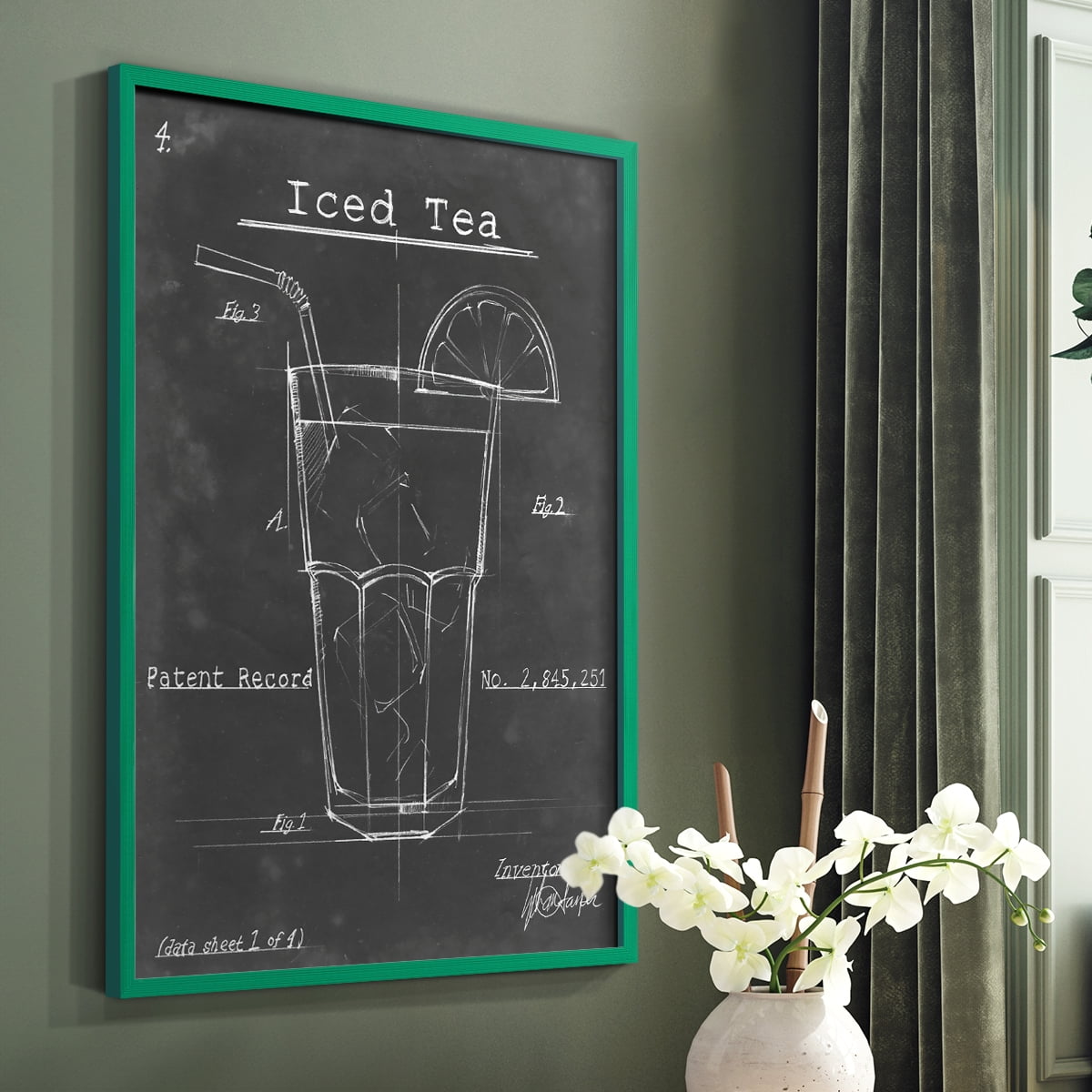 Morning Routine III Framed Print in Green Solid Wood Framed Print No Nail Hanging