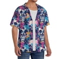 thumbnail image 2 of Daiia cool Skull colorful Men's Linen Shirts Short Sleeve Casual Shirts Button Down Shirt for Men Beach Summer Wedding Shirt-Medium, 2 of 6