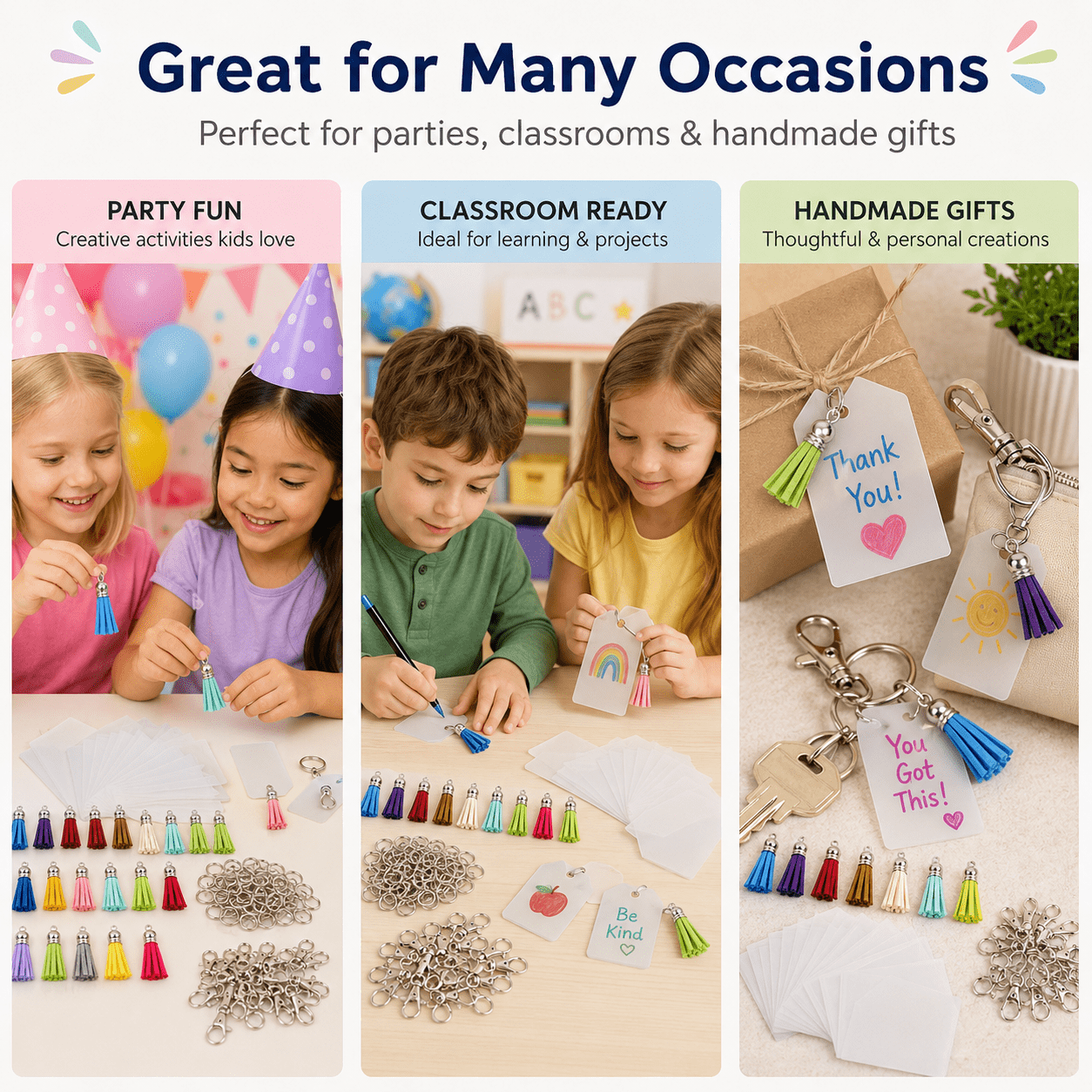 Shrinky Dink Keychain Kit Shrink Sheets Kit - Clear Heat Shrinky Art Film Paper with Keychain Accessories for Making Creative Craft Handwork 251 Pcs