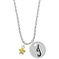 thumbnail image 1 of Delight Jewelry Silvertone Mini Yellow Star Silvertone Script Initial Disc - J - Charm Necklace, 20"+3", 1 of 4