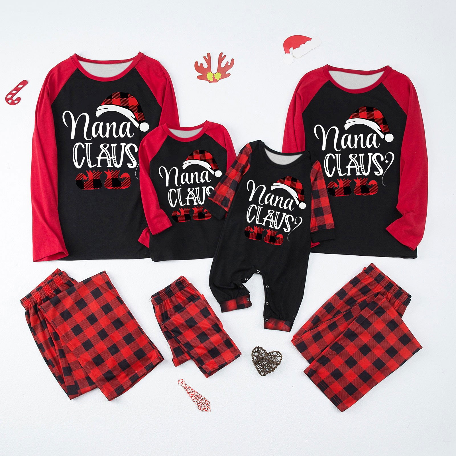 Family Christmas Pajamas Santa s Hat Pattern Christmas Onesie Adorable Christmas Pjs for Family Ideal for Family Photos and Winter Nights Red
