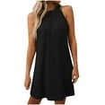 thumbnail image 2 of TAGOLD Womens Sleeveless Round-Neck Dress Solid Color Fashion Loose Summer Casual Wear, 2 of 5