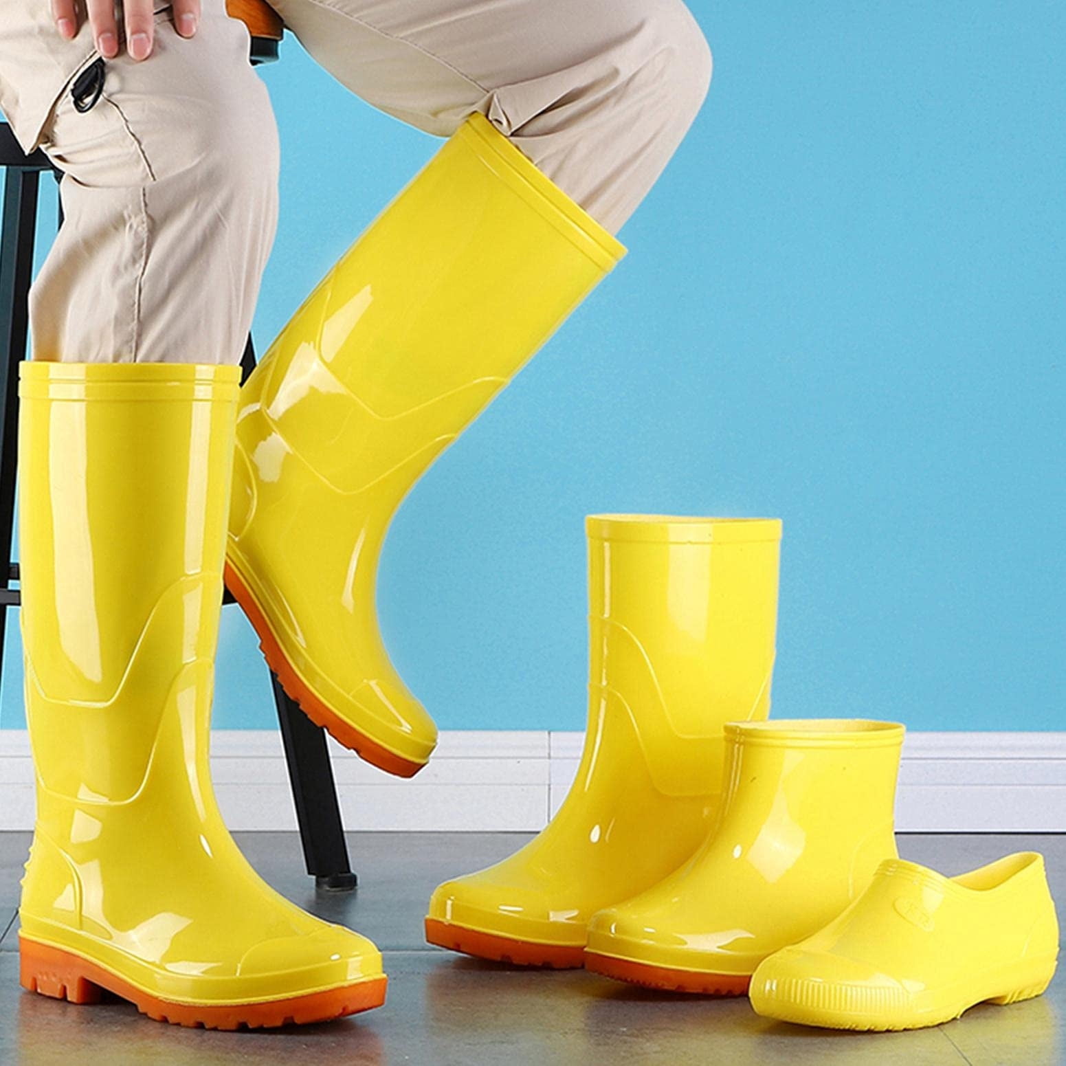 Women Waterproof Rain Boots Mid Calf Rain Boots Waterproof Garden Shoes Outdoor Work Boot for Hunting Gardening Farming