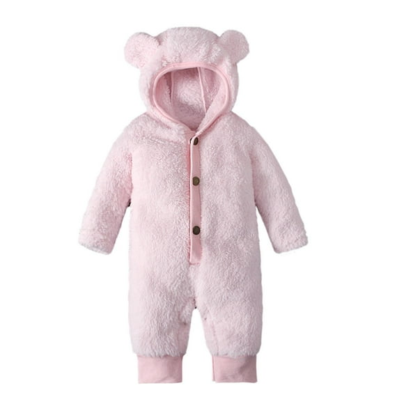 Baby Girl Sweatsuit Newborn Baby Fleece Footie Snowsuit Winter Bunting Onesie Warm Hooded Romper Jumpsuit Outfits for Girls Boys New Casual Matching Sets Pinks 3-6 Months