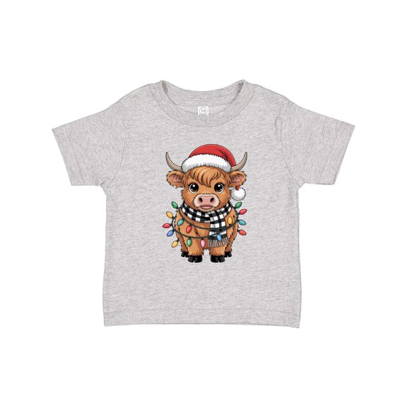Inktastic Christmas Lights Highland Cow Boys or Girls Toddler T-Shirt