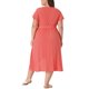 thumbnail image 3 of Vestido de verano de talla grande para mujer Agnes Orinda, bohemio, con cuello en V, manga corta, alto-bajo, vestido midi de playa, naranja y rosa, 2X, 3 of 6
