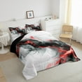thumbnail image 4 of Black and Red Twin Bedding Sets Abstract Marbling Comforter Set, Aesthetic Marble Bedding Comforter Sets Foil Print Duvet Insert, Watercolor Painting Down Comforter Bedroom Decor, 4 of 6