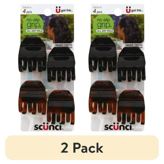 (2 pack) Scunci No-Slip Grip Claw Clips 4 Each