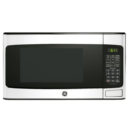 GE 1.1 cu ft 950-Watt Countertop Microwave Oven in Stainless Steel, Auto Defrost, One-Touch Cooking, Turntable, Safety Lock, Model GCST11X1WSS