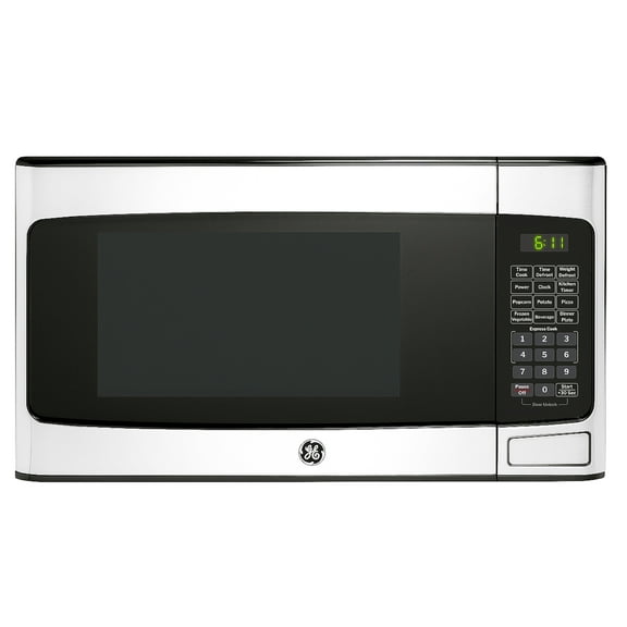 GE 1.1 cu ft 950-Watt Countertop Microwave Oven in Stainless Steel, Auto Defrost, One-Touch Cooking, Turntable, Safety Lock, Model GCST11X1WSS