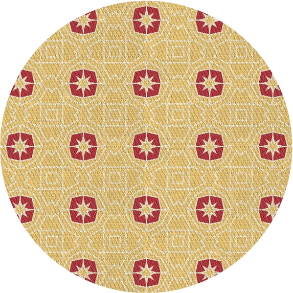 Ahgly Company Machine Washable Indoor Round Transitional Pumpkin Orange Area Rugs, 7' Round