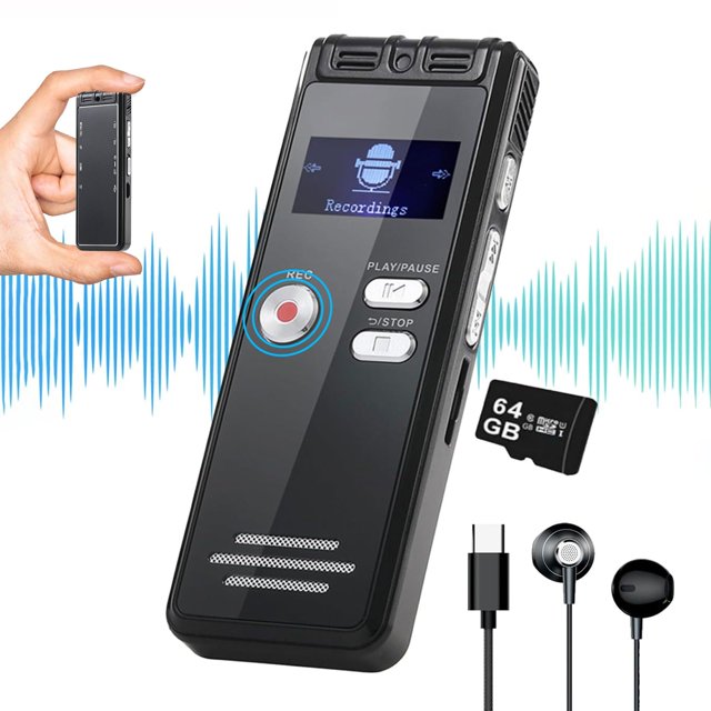 Grabadora activada por voz Crosseagle de 64 GB con reproducción 4552h