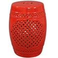 thumbnail image 2 of Sunnydaze Tabouret de Jardin Décoratif en Céramique à Treillis Marrakesh - Table d'Appoint Ronde Tambour Moderne Intérieur/extérieur Émaillée - Pièce d'Accent Polyvalente - Rouge -17,75 Pouces, 2 of 15