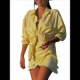 thumbnail image 1 of Conjuntos de Verano de 2 Piezas: Camisa Abotonada, Top y Falda, Conjuntos Casuales para Estar en Casa. Amarillo Talla Única, 1 of 10