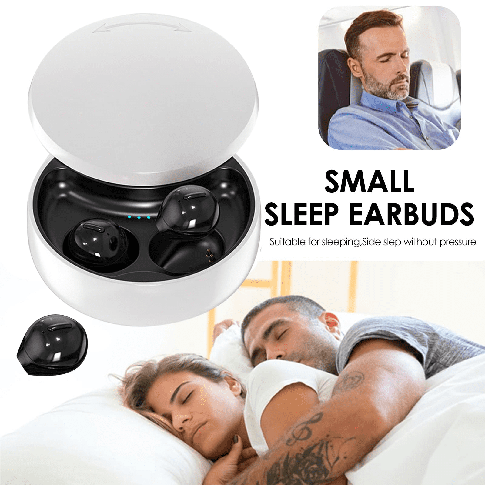 Invisible Earbuds Sleep Smallest Bluetooth Earbuds Mini Wireless Ear Buds Discreet Bluetooth Earpiece Tiny Hidden Small Ears Earbud for Work Headphones True Wireless Earpiece with Charging Case