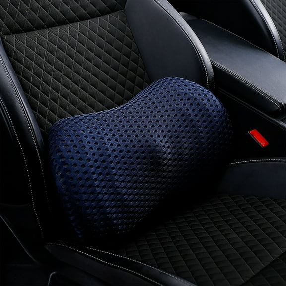 Xecvkr Car Lumbar Support Pillow Ergonomic Foam Seat Cushion Backrest Lower Back Pain Relief Comfort for Driving Office Long Sitting Navy