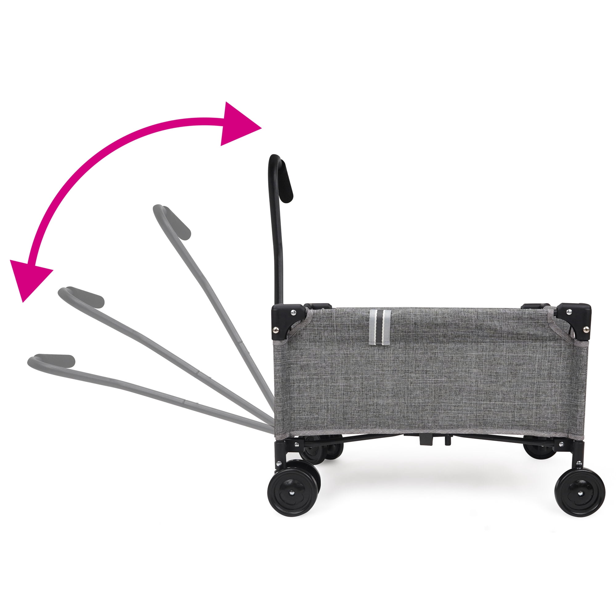 509 Crew: Little Wagon - Melange Grey - Folding Pull-Along Cart, Adjustable Handle, Canvas-Metal Frame, Transport Toys-Dolls-Stuffed Animals, Kid 3+