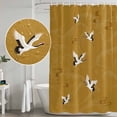 thumbnail image 5 of Japanese Style Shower Curtain, Waterproof Shower Curtains for Bathroom, Vintage Art Cranes Ocean Wave Yellow Washable Fabric Bathtub Curtain Set Bath Decor with 12 Hooks Long 72"x84", 5 of 8