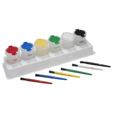 Large Trilingual Paint Cups Paint Brushes and Art Tray Set