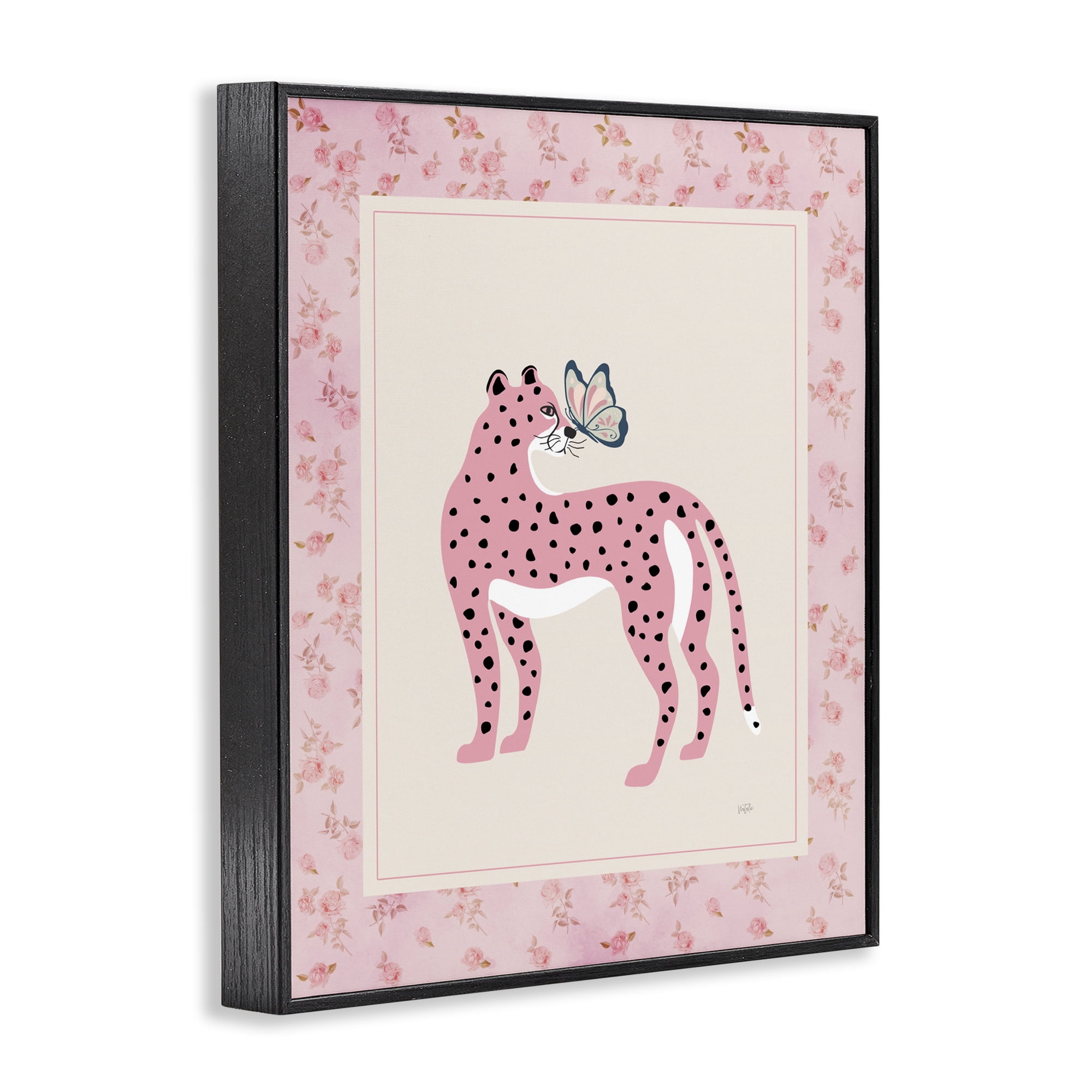 Stupell Industries Cheetah & Butterfly Friendship Black Framed Giclee Art, design by Natalie Carpentieri