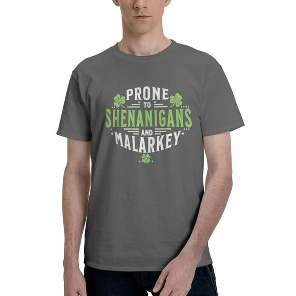 Sujet aux Pitreries et aux Trèfles Malarkey Trèfles Amusants Mode de la Saint-Patrick T-Shirt Basique à Manches Courtes pour Homme Gris Chiné Foncé 3X-Grand