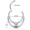 thumbnail image 2 of 16G Hinged Septum Clicker Ring Nose Ring Surgical Steel Daith Earrings Conch Daith Rook Tragus Piercing Jewelry Small Hoop Earring Double Layer:Style5-Silver with CZ 16G-5/16"(8mm), 2 of 5