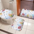 thumbnail image 5 of Coastal Nautical Bathroom Rugs Set Fish Coral Conch Non Slip Absorbent Soft Bath Mats 3 Piece Set with Bathroom Rug, U-Shaped Floor Mat, Toilet Seat Cover Large Size, 5 of 9