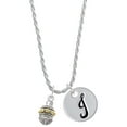 thumbnail image 1 of Delight Jewelry Goldtone Large Bullets on Silvertone Spinner Silvertone Script Initial Disc - J - Charm Necklace, 20"+3", 1 of 4