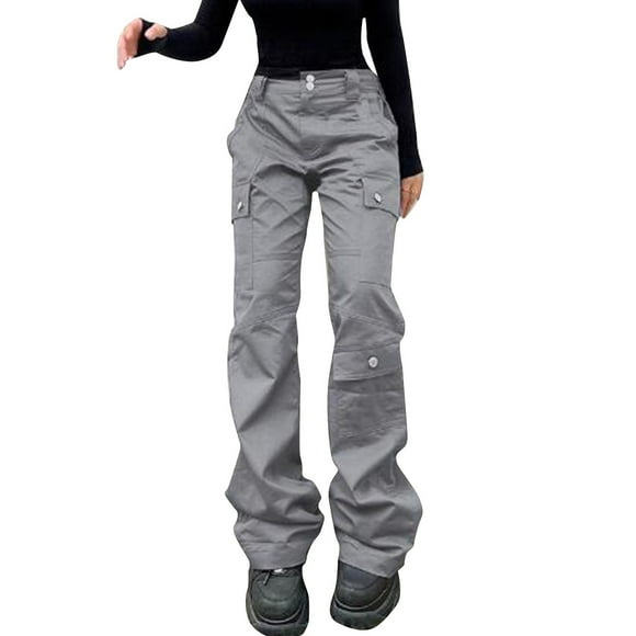 Ketyyh-chn99 Skinny Jeans for Women Y2k Jeans Fashion Loose Ladies Pocket Washed Denim Trousers Gray,XL