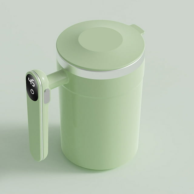 COM1950s Automatic Stirring Cup with Temperature Display,Magnetic Self Mixing Mug for Coffee,Protein Shakes and Tea,Portable and Rechargeable Travel Blender Bottle