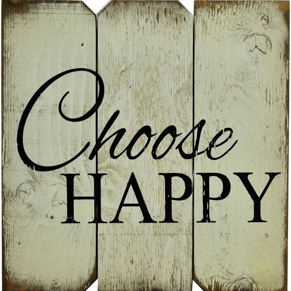 16 in x 16 in. "Choose Happy " by Rough Cut Décor Wood Wall Art