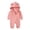 Pink, variant on Baby Bear Ear Cute Hooded Romper Newborn Long Sleeve Thin Fleece Zipper Jumpsuit Infant Boys Girls One Piece Overall Fall Winter Daily Wear 0-24M