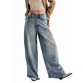 thumbnail image 2 of Jeans Wide Leg Denim Pants Vintage 'S Y2K Street Fashion Boyfriend Straight Denim Pants Blue-Black XL, 2 of 7