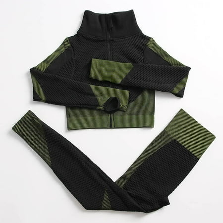 

Seamless Yoga Set Women Long Sleeve Crop Top Athletic Wear High Waist Leggings Fitness Bra Running Workout Clothes Gym Suits