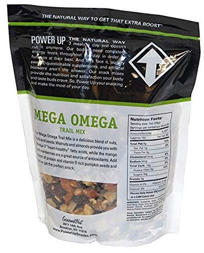 Gourmet Nut Power Up Trail Mix 26oz Each (2 PACK) Mega Omega Trail Mix 26 oz Each Bag