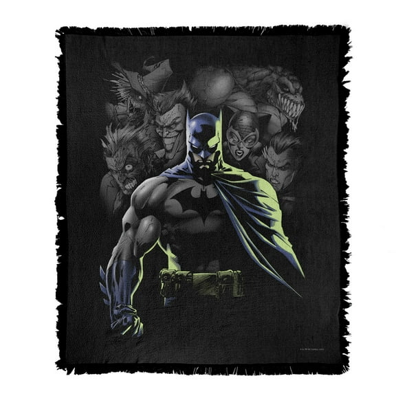 Batman Blanket, 50'x60' Villains Unleashed Woven Tapestry Cotton Blend Fringed Throw