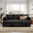 thumbnail image 5 of Leumius Sectional Sofa with Pull Out Sofa Bed,L Shaped Corduroy Sofa Couch with Storage Chaise,3 Seater Convertible Sectional Couch for Small Living Room, Apartment, Office,Black, 5 of 11