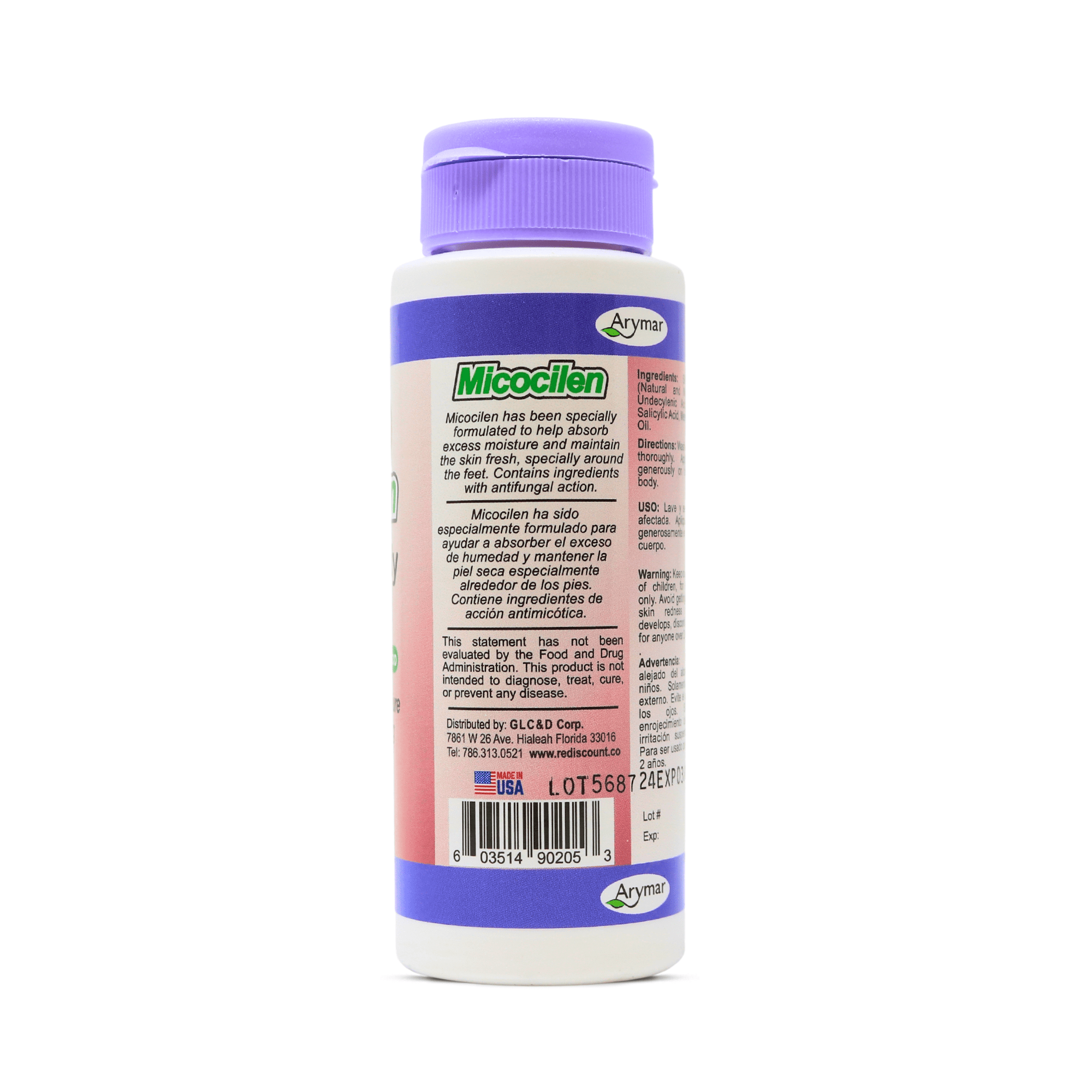 Arymar Micocilen Foot & Body Powder, 2 oz - Provides Comfort from Itching and Burning