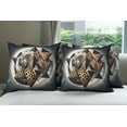thumbnail image 6 of Ambesonne Leopard Throw Pillow Cover 4 Pack, Polygonal Globe Full Moon, 24", Dark Blue Grey and Amber, 6 of 7