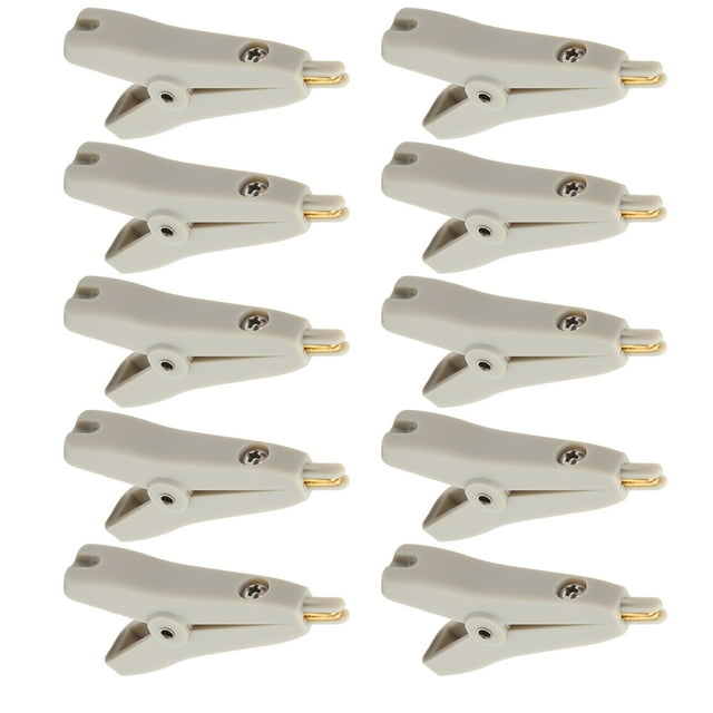 2 Poles Electronic Test Clamp, Gold Plated Brass Replacement Portable 10Pcs 10A Rated Current Clip Safe For Car Battery Grey