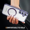 thumbnail image 2 of Magnetic for Samsung Galaxy S24+ Case, [Fit for MagSafe] [Never Yellowing] [Military Grade Rugged Durable Protection] Back Slim Clear Wireless Charging Shockproof Premium Phone Case,Purple, 2 of 7